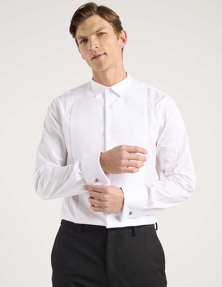 Camisa de vestir de algodón manga larga para hombre