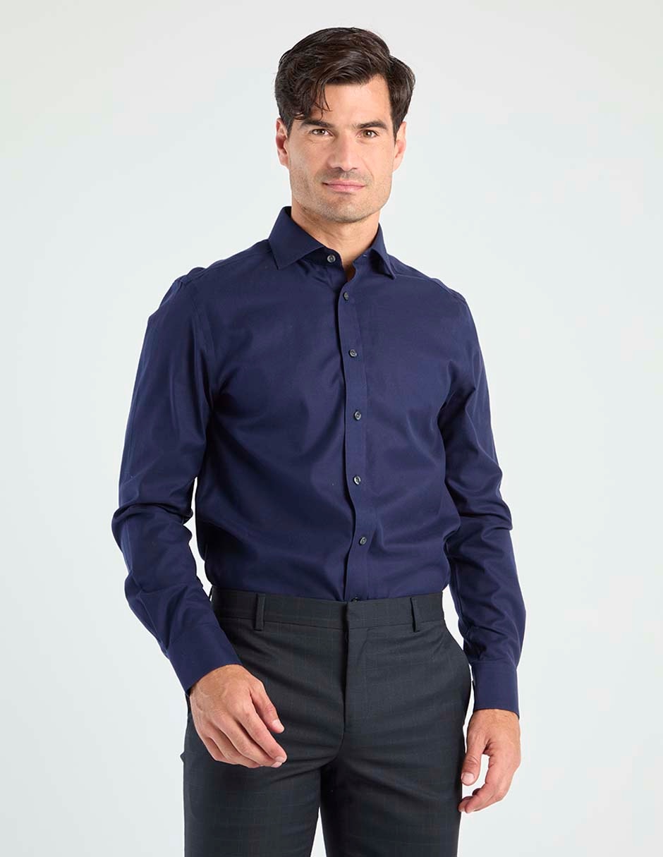 Camisa de vestir de algodón manga larga para hombre