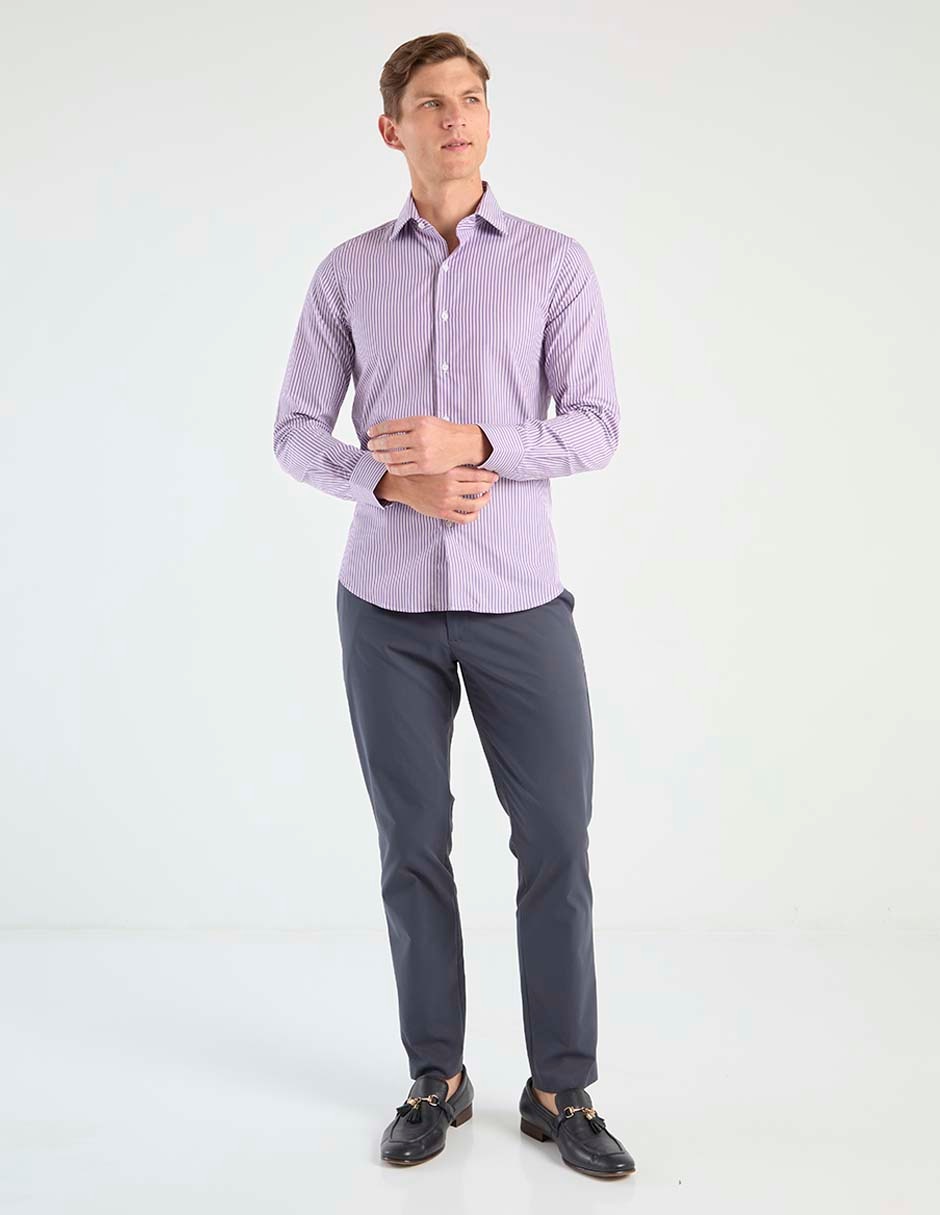 Camisa de vestir de algodón manga larga para hombre