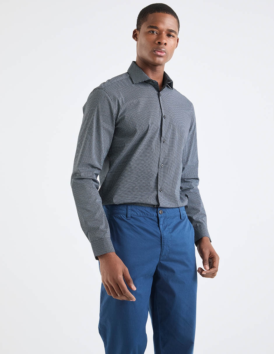 Camisa de vestir de algodón manga larga para hombre Camisa de vestir de algodón manga larga para hombre