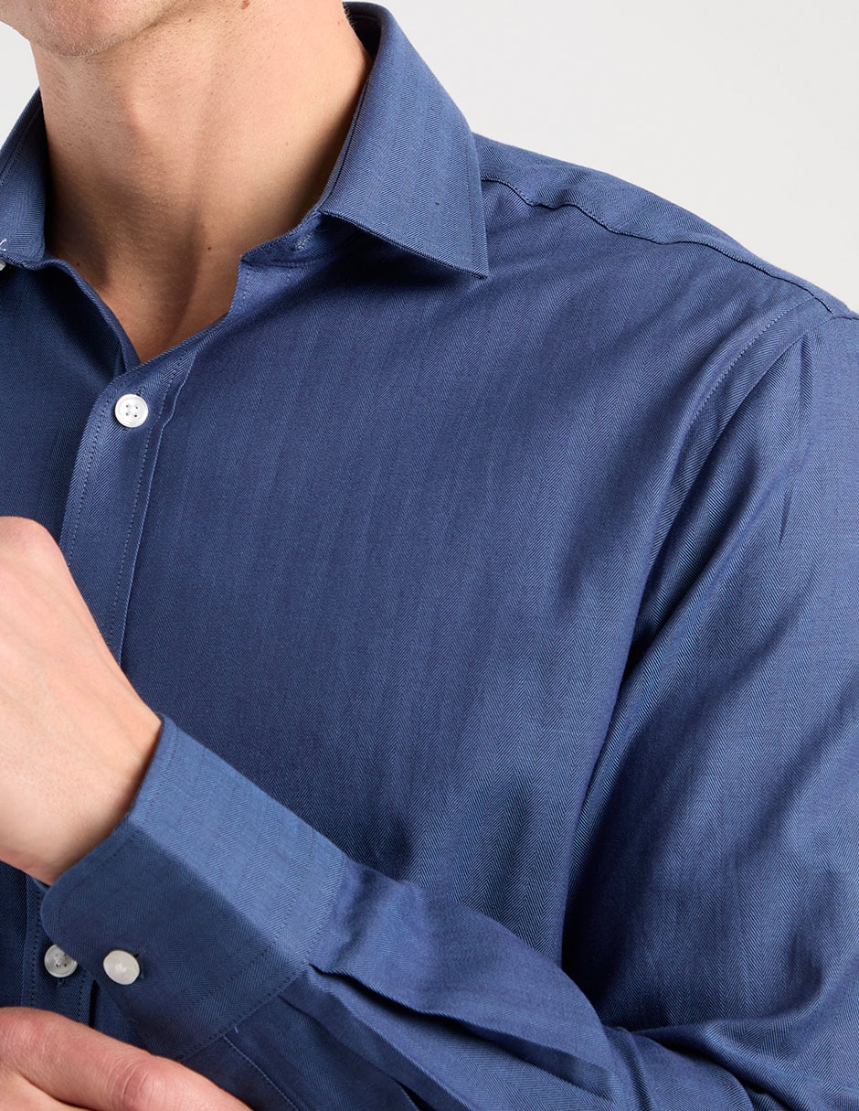 Camisa de vestir de algodón manga larga para hombre 4