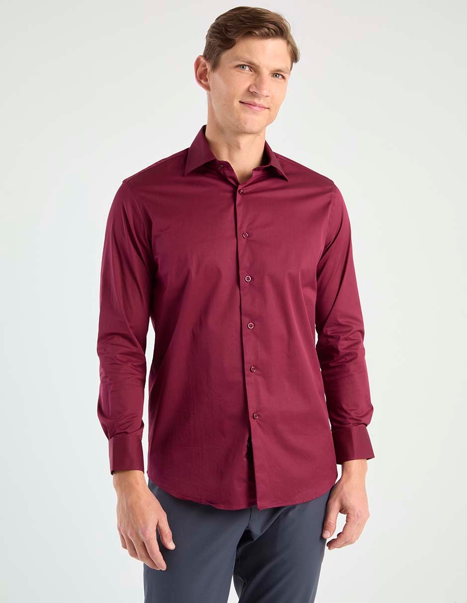 Camisa business casual de algodón manga larga para hombre