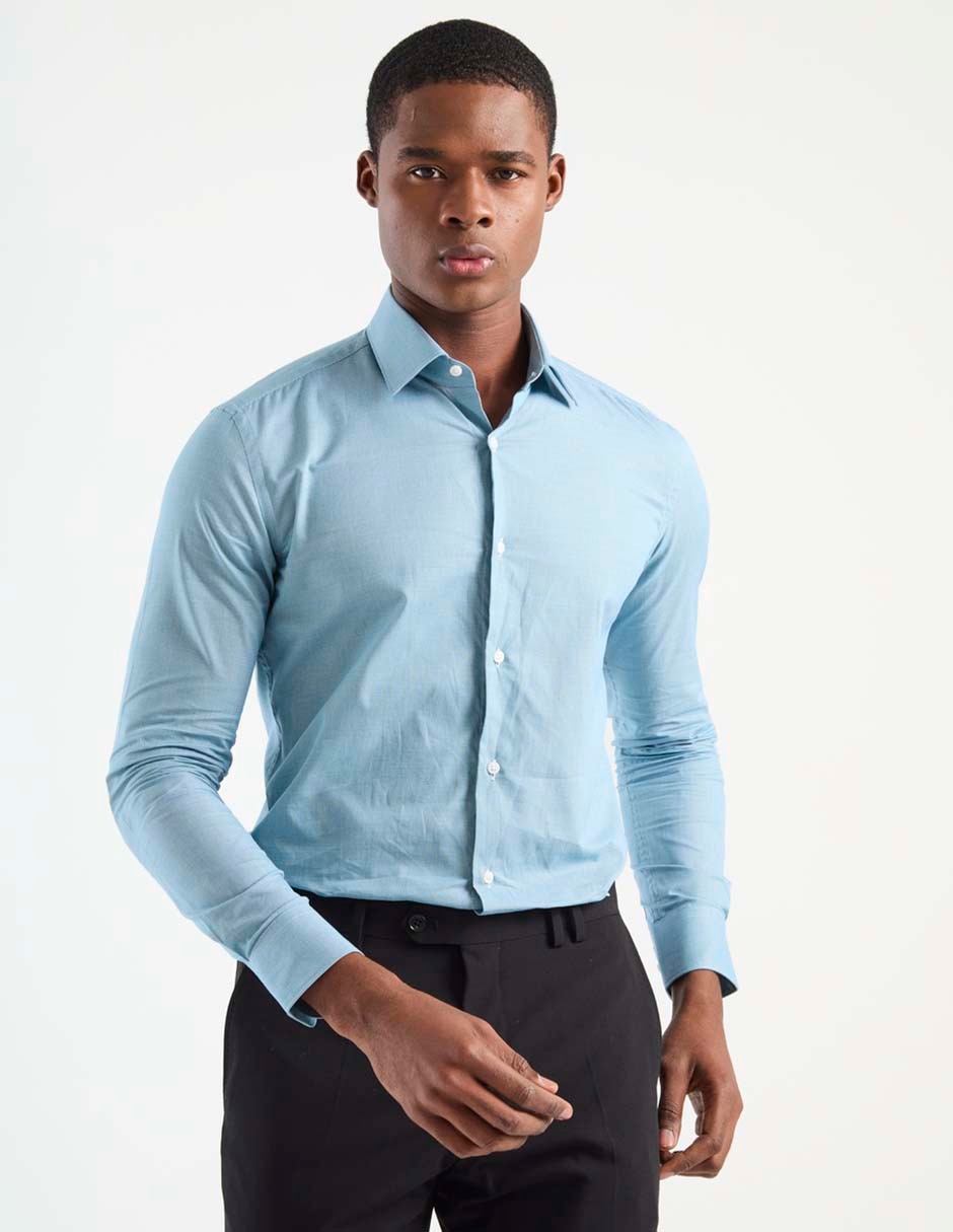 Camisa de vestir de algodón manga larga para hombre Camisa de vestir de algodón manga larga para hombre