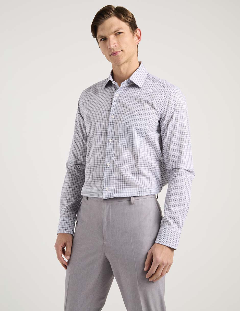 Camisa de vestir de algodón manga larga para hombre