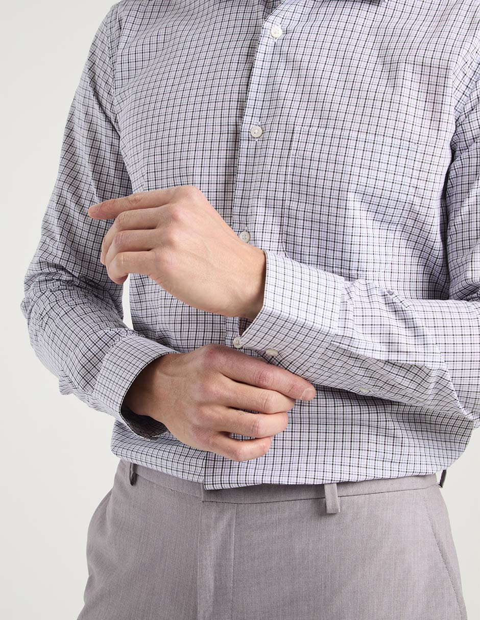Camisa de vestir de algodón manga larga para hombre 10