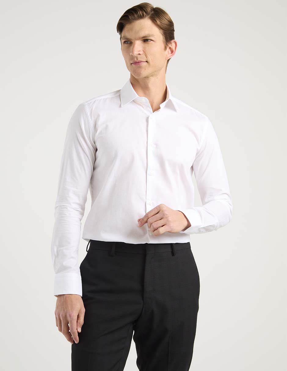 Camisa de vestir de algodón manga larga para hombre Camisa de vestir de algodón manga larga para hombre