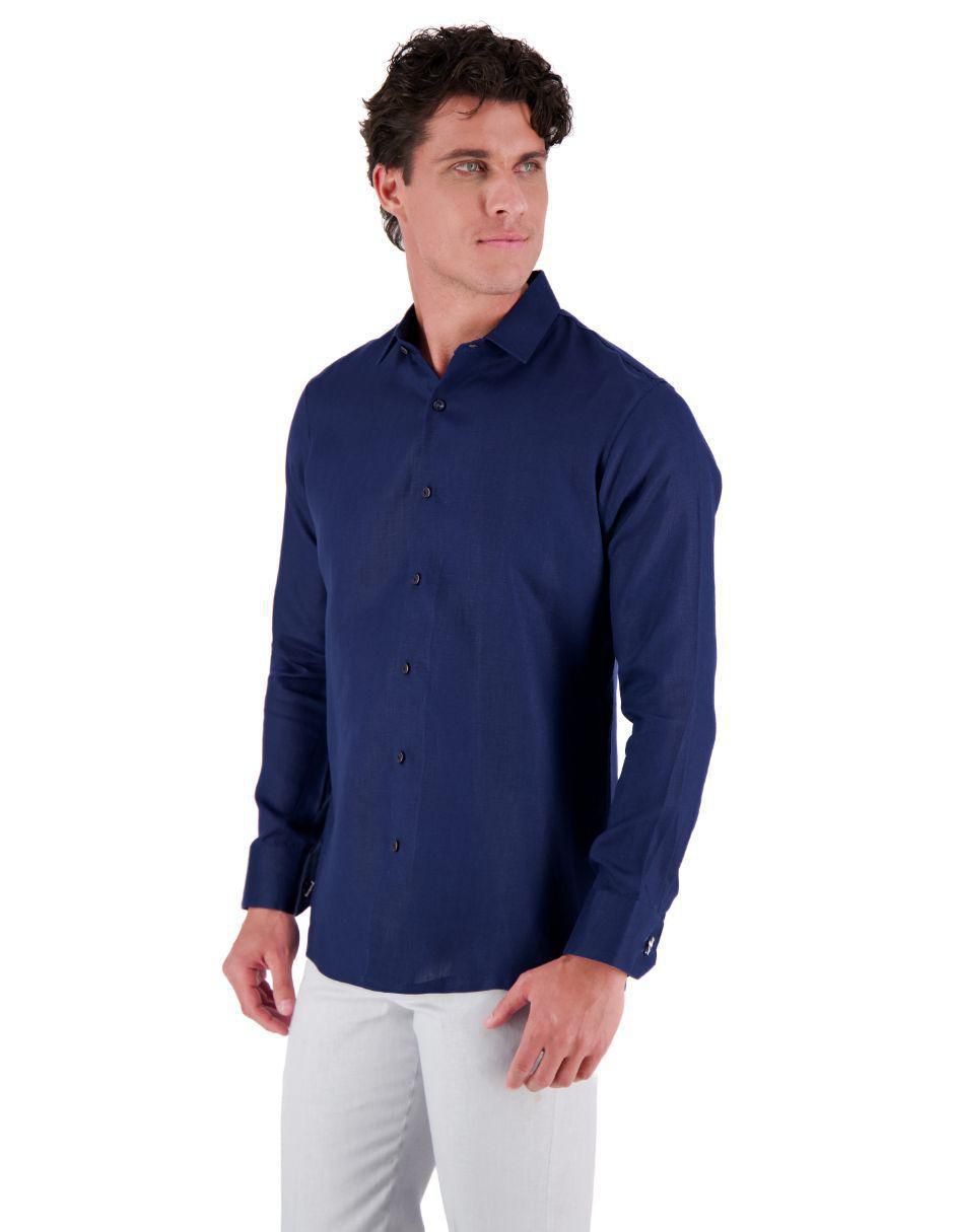 Camisa de vestir Camasha de lino manga larga para hombre