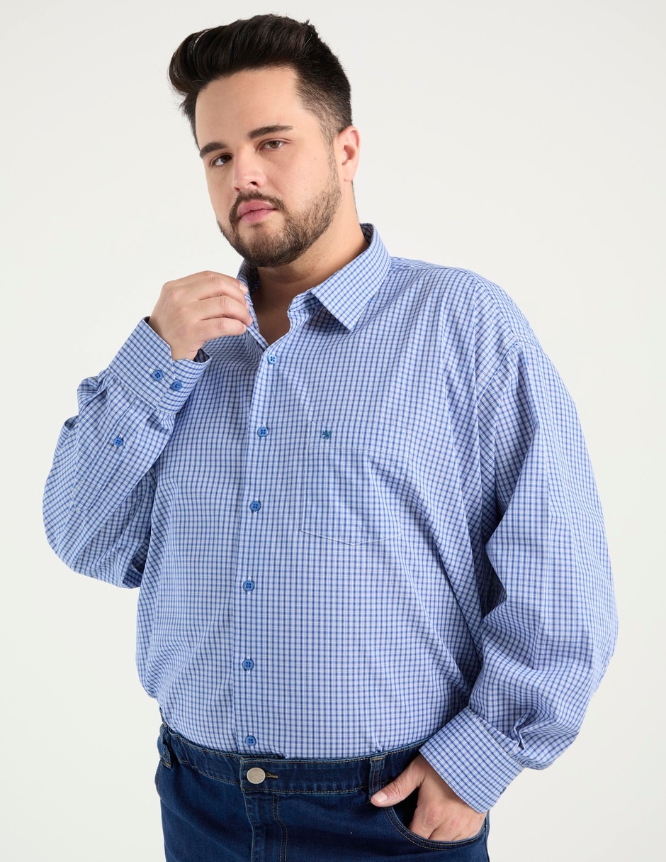 Camisa de vestir de algodón manga larga para hombre
