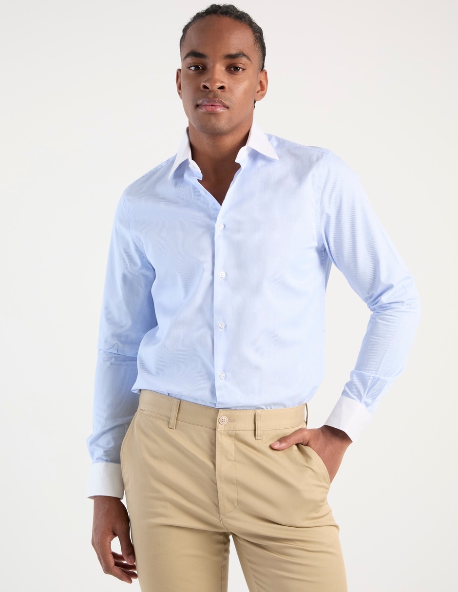Camisa business casual de algodón manga larga para hombre