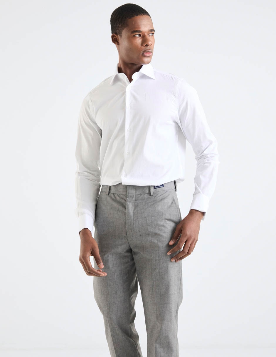 Camisa de vestir de algodón manga larga para hombre Camisa de vestir de algodón manga larga para hombre