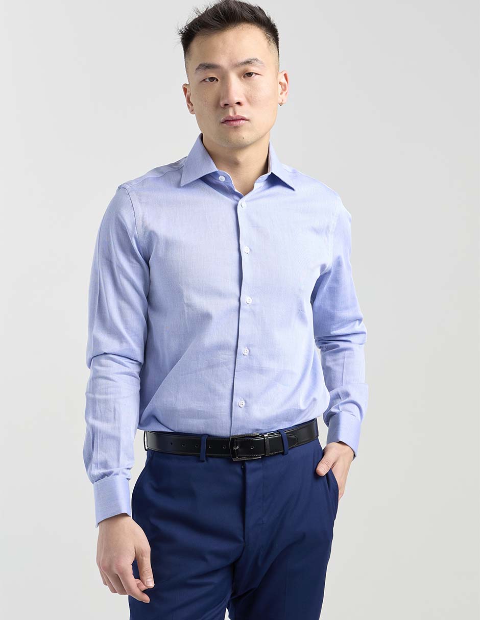 Camisa business casual de algodón manga larga para hombre
