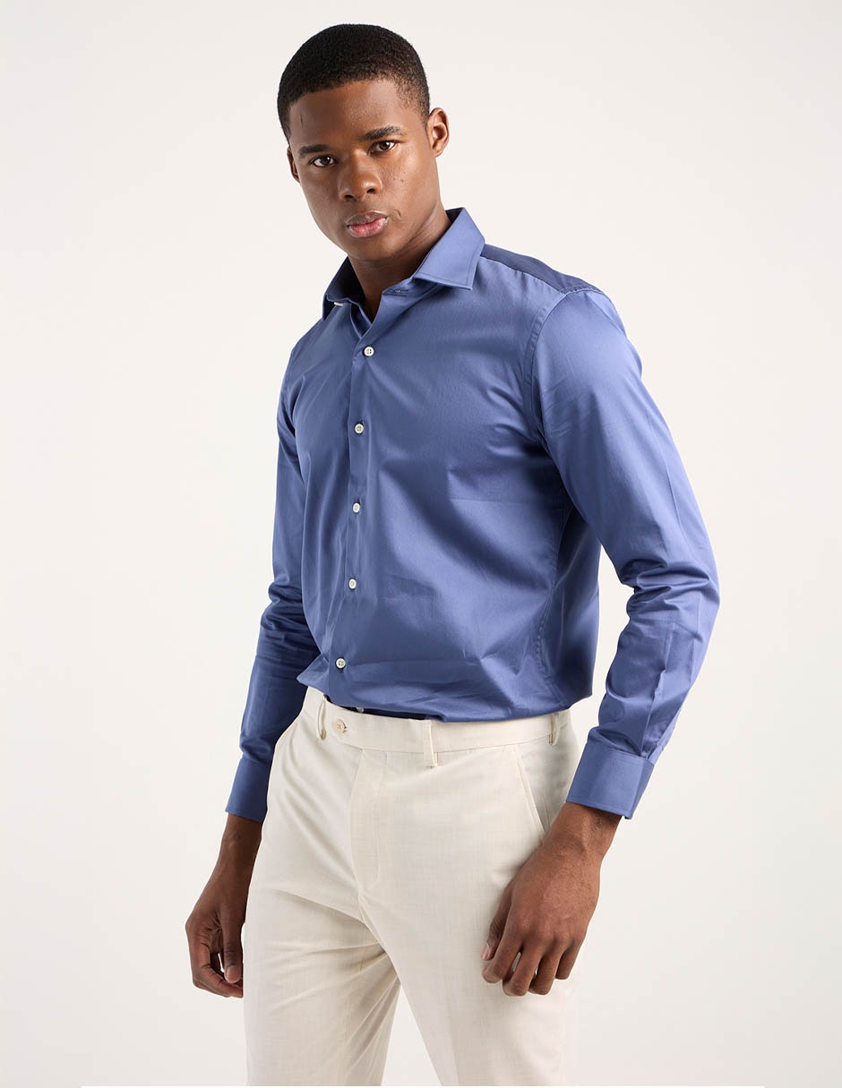 Camisa de vestir de algodón manga larga para hombre
