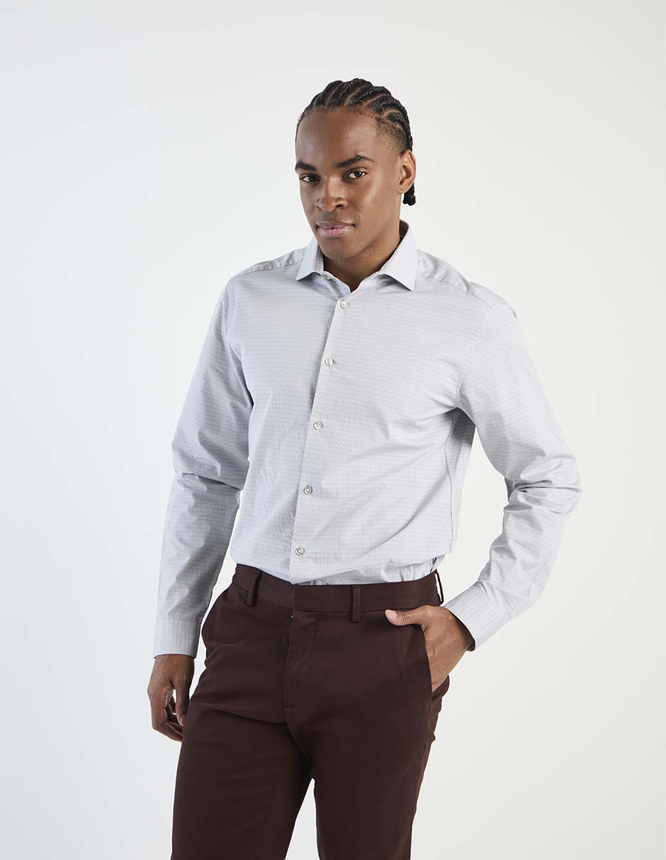 Camisa de vestir de algodón manga larga para hombre