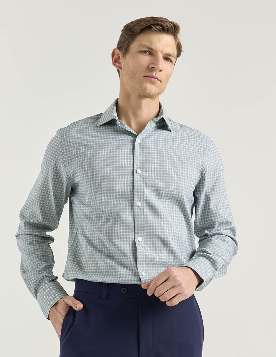 Camisa de vestir de algodón manga larga para hombre