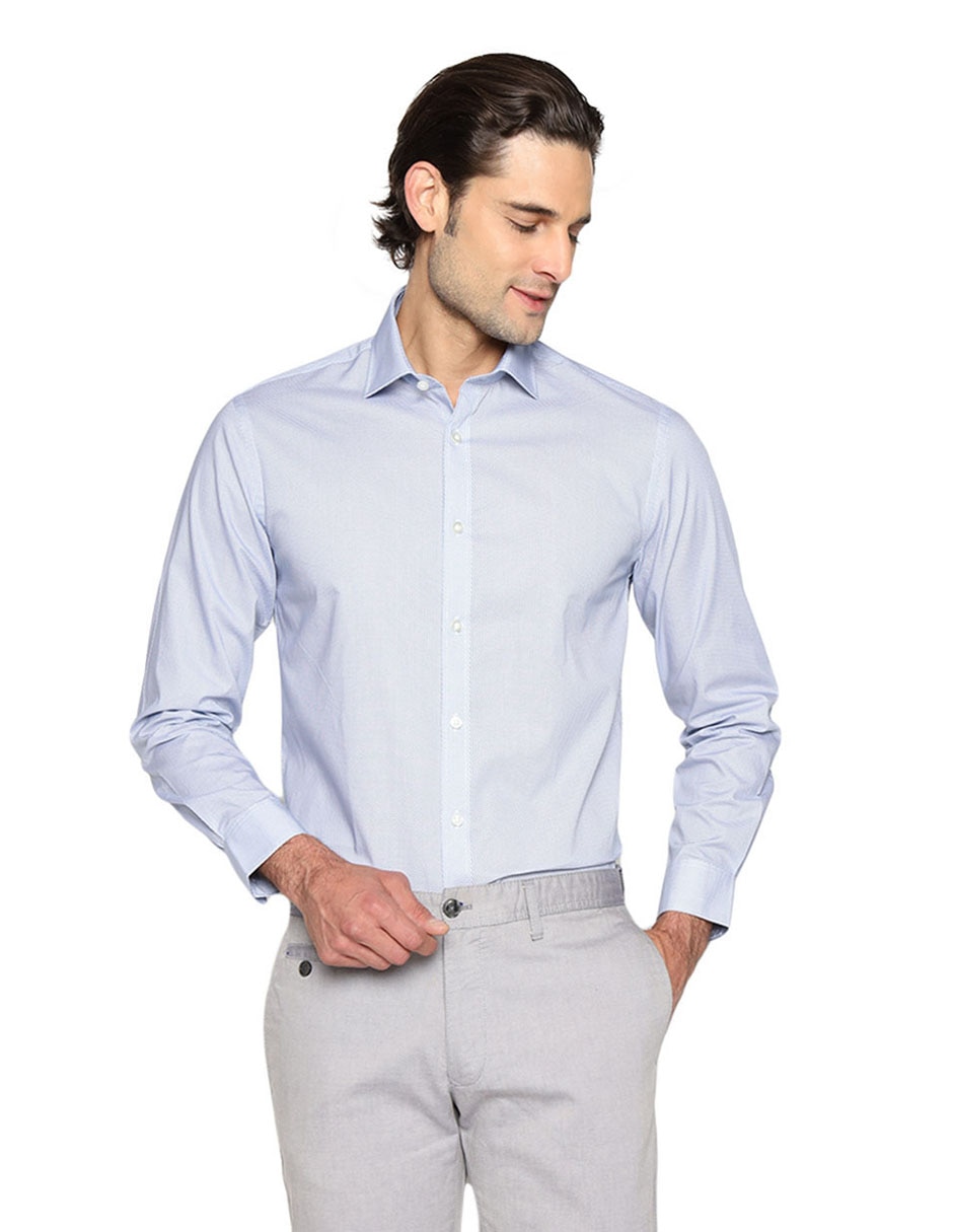 Camisa de vestir de algodón manga larga para hombre