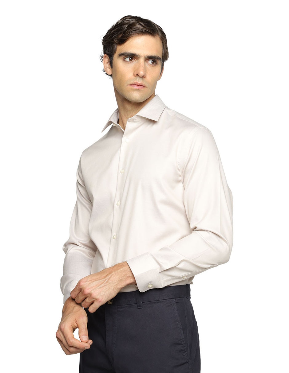 Camisa de vestir de algodón manga larga para hombre