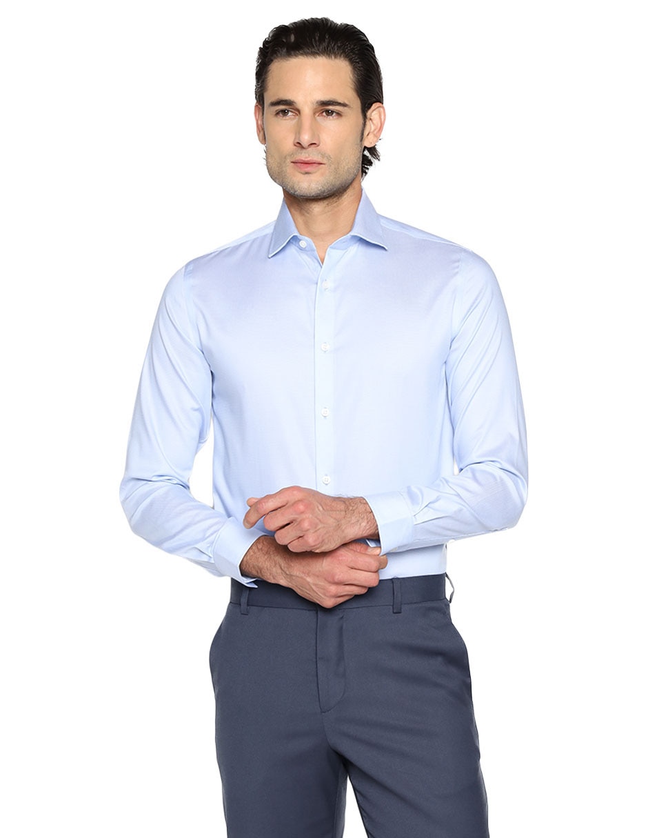 Camisa de vestir de algodón manga larga para hombre