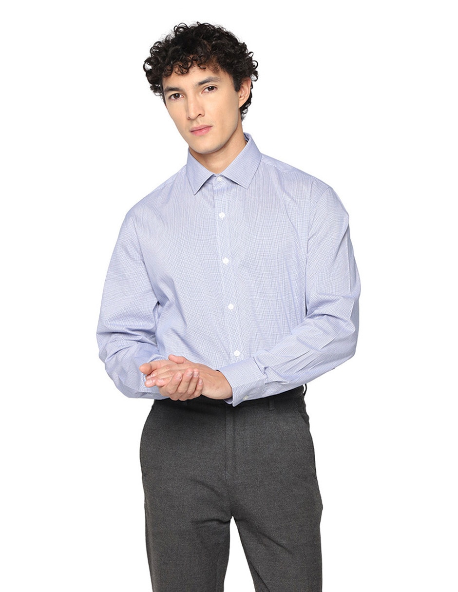 Camisa de vestir de algodón manga larga para hombre