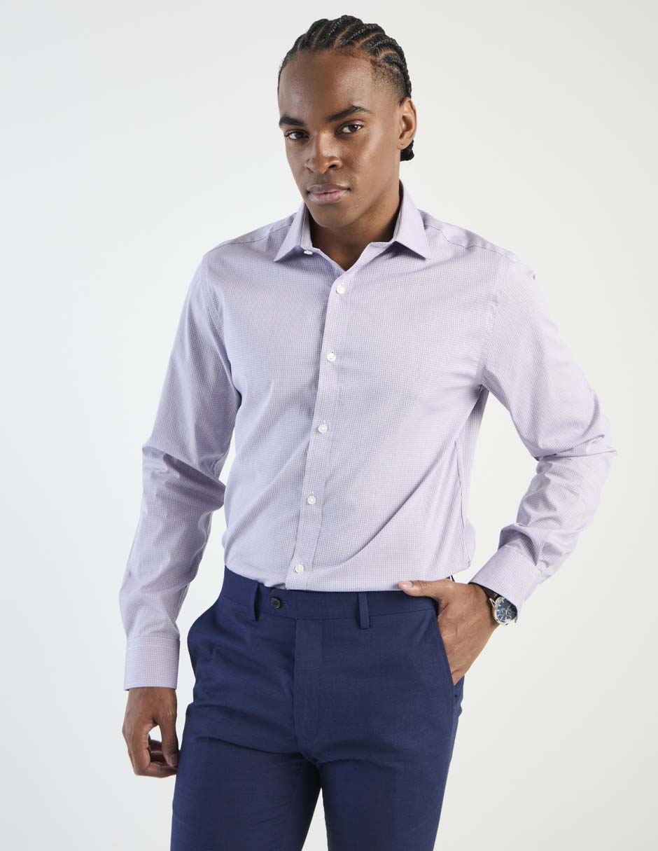 Camisa de vestir de algodón manga larga para hombre