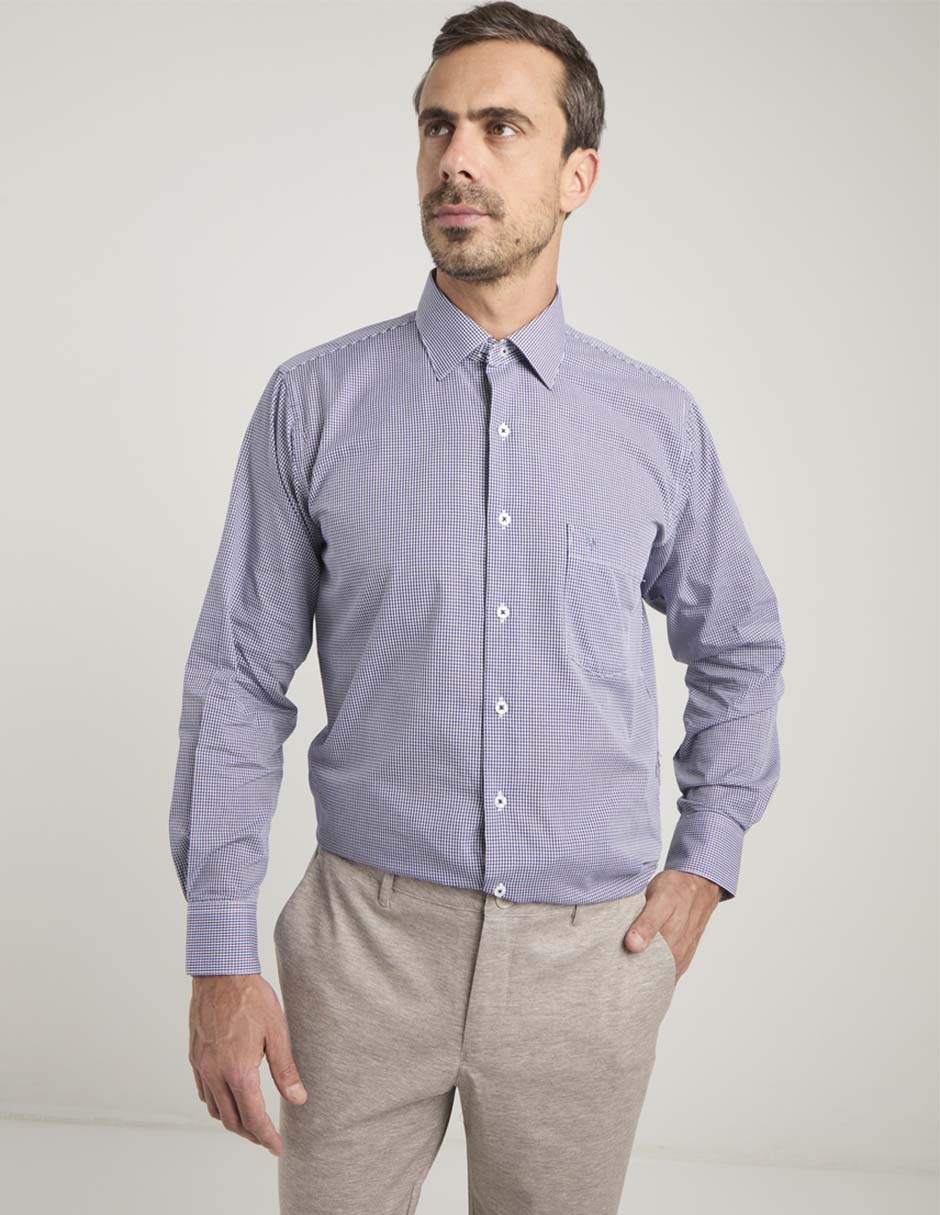 Camisa de vestir de algodón manga larga para hombre