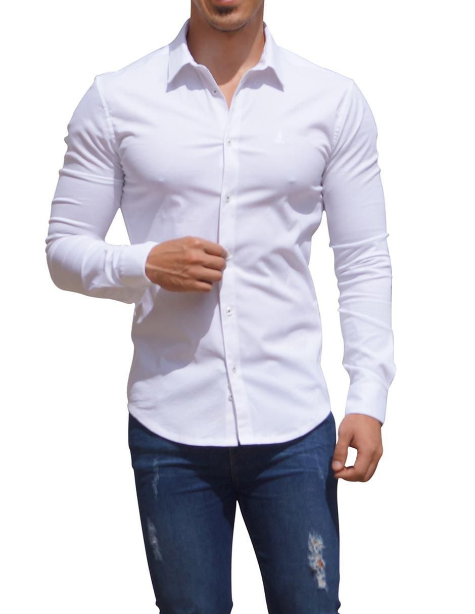 Camisa de vestir de algodón manga larga para hombre 2
