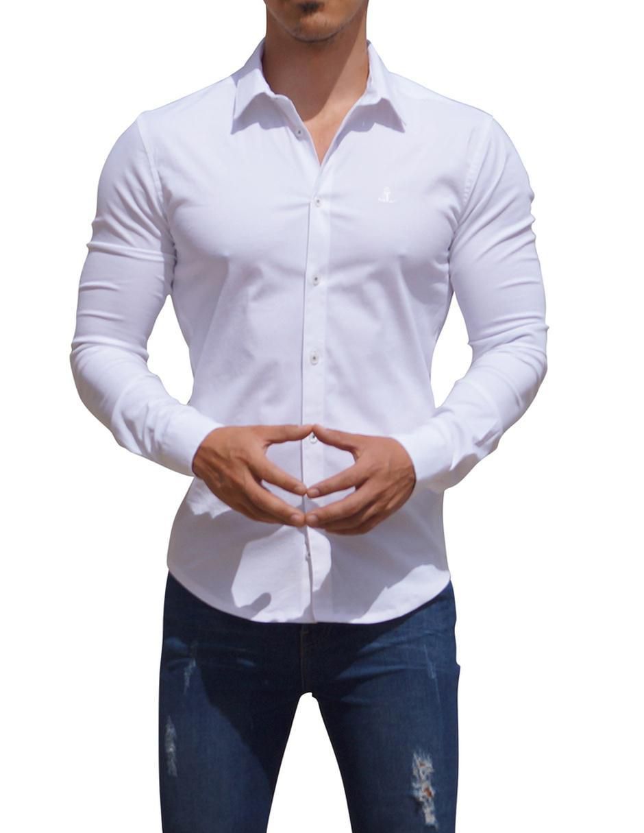 Camisa de vestir de algodón manga larga para hombre 4