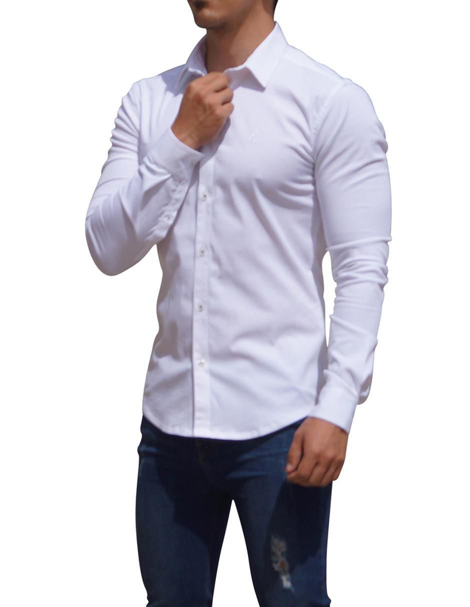 Camisa de vestir de algodón manga larga para hombre 5