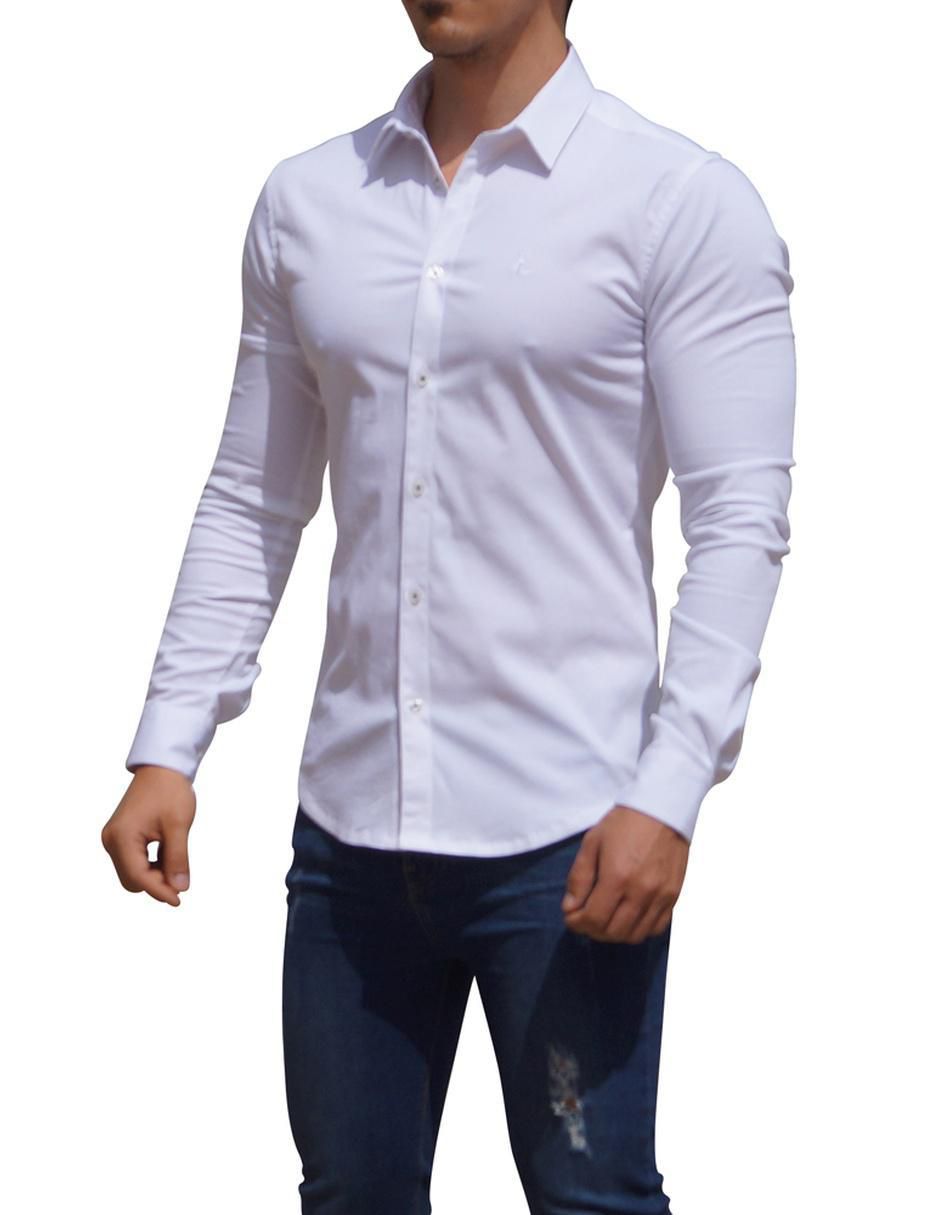 Camisa de vestir de algodón manga larga para hombre 6
