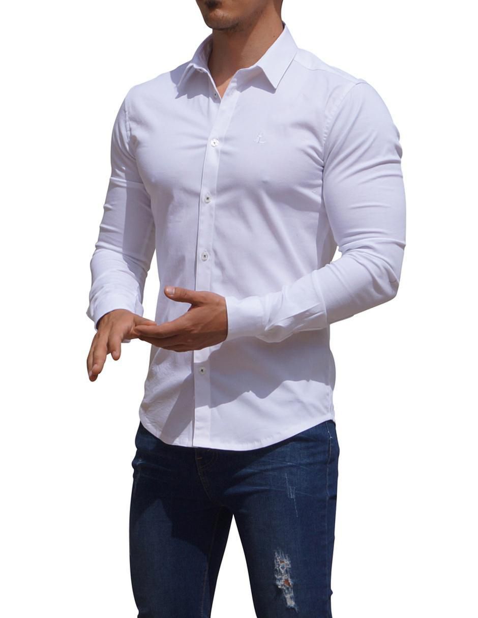 Camisa de vestir de algodón manga larga para hombre 7
