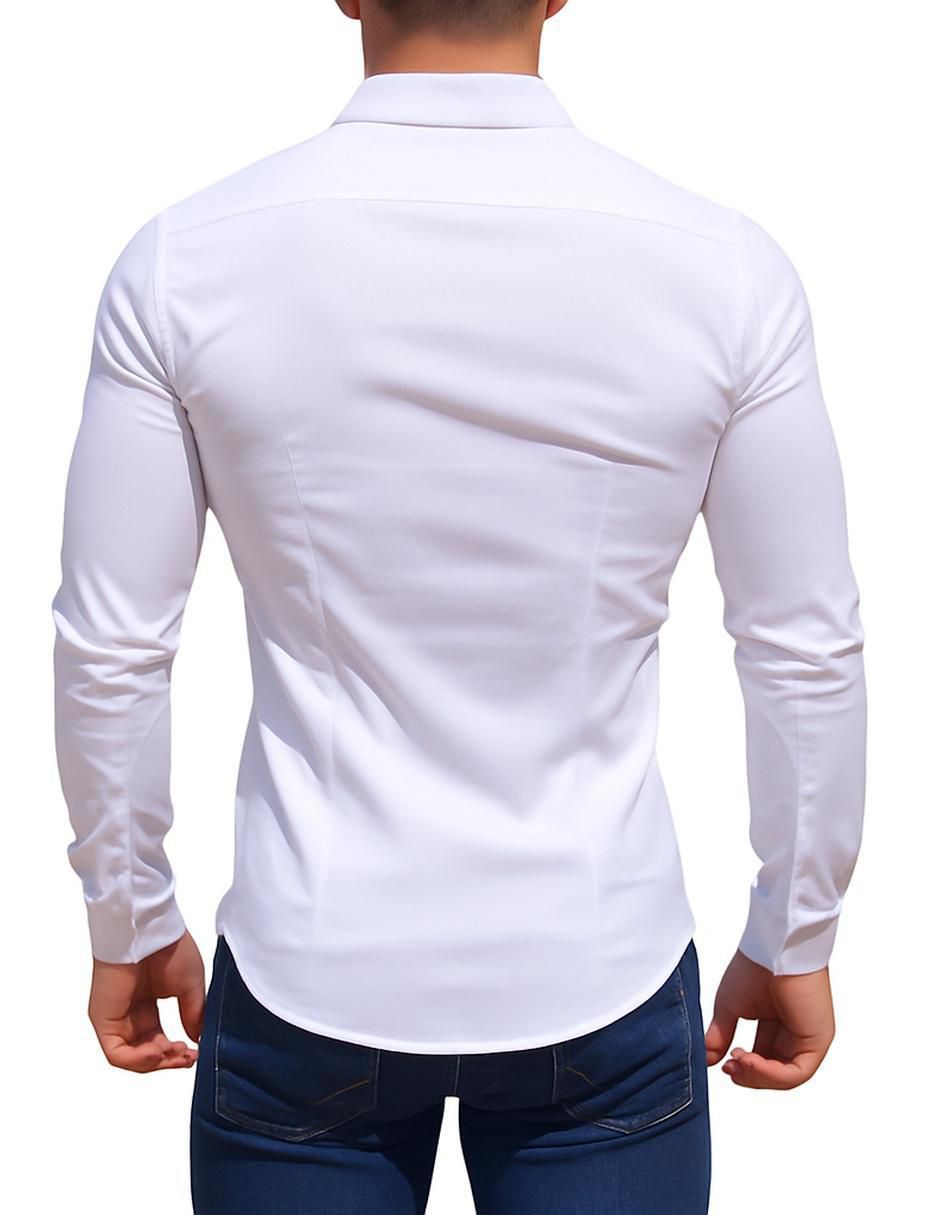 Camisa de vestir de algodón manga larga para hombre 10