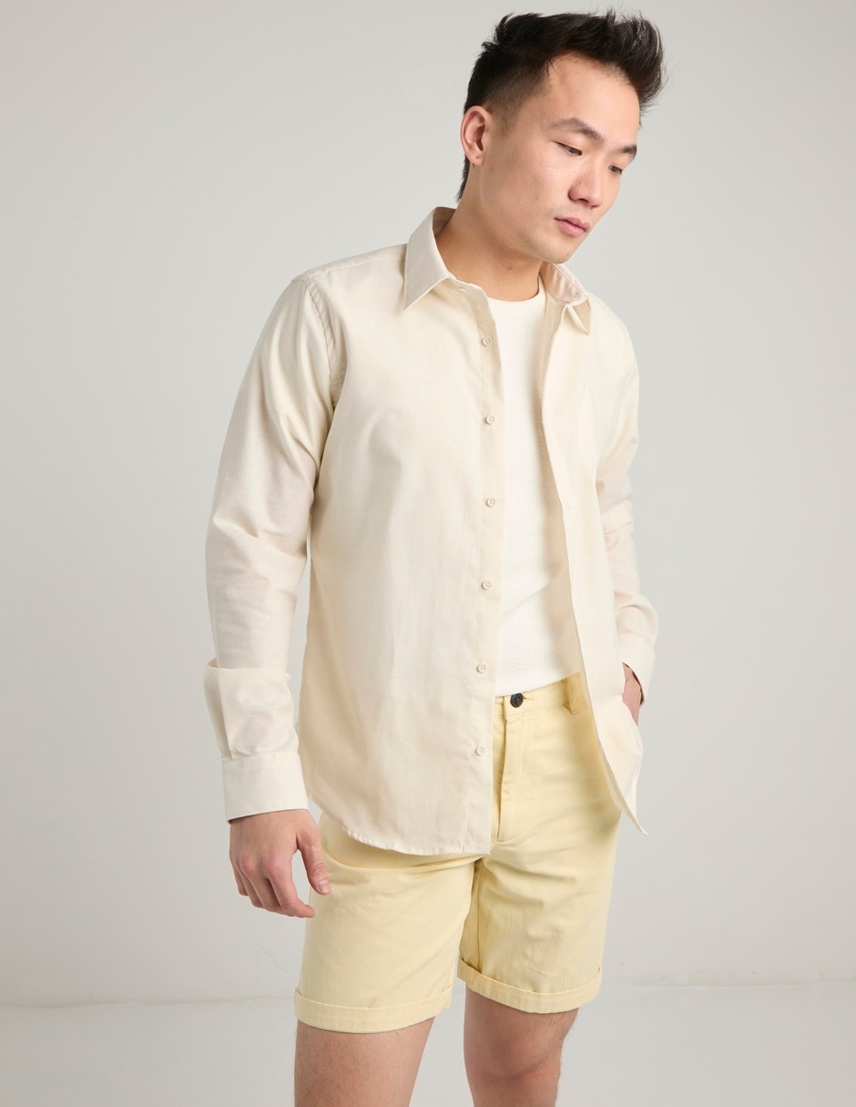 Camisa casual de algodón manga larga para hombre