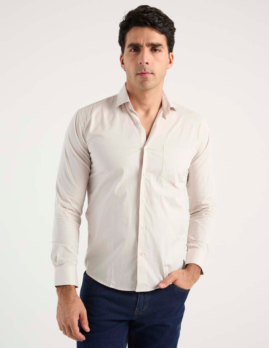 Camisa de vestir de algodón manga larga para hombre Camisa de vestir de algodón manga larga para hombre