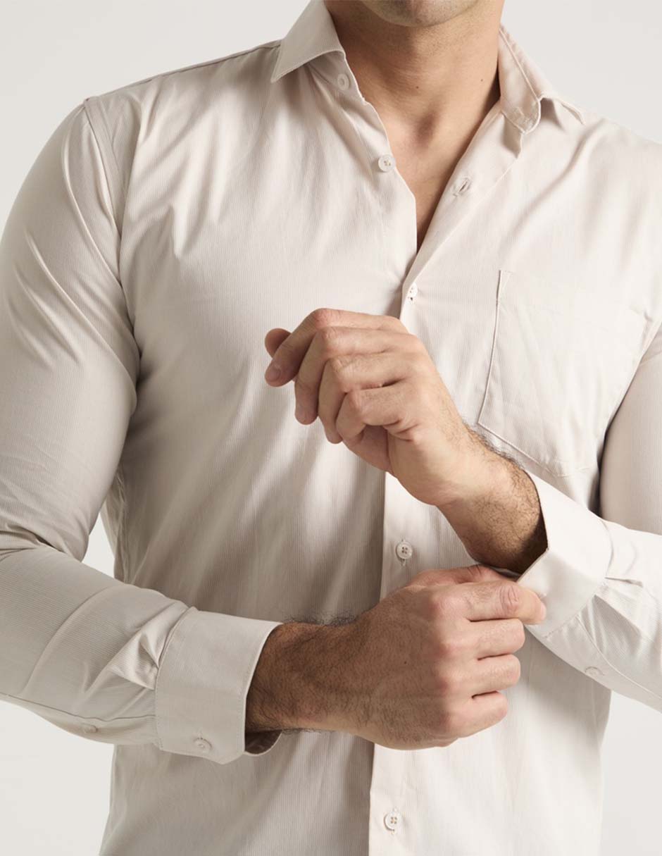 Camisa de vestir de algodón manga larga para hombre 4