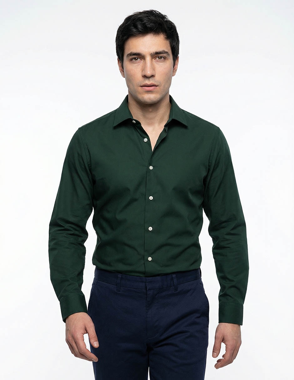 Camisa casual de algodón manga larga para hombre Camisa casual de algodón manga larga para hombre