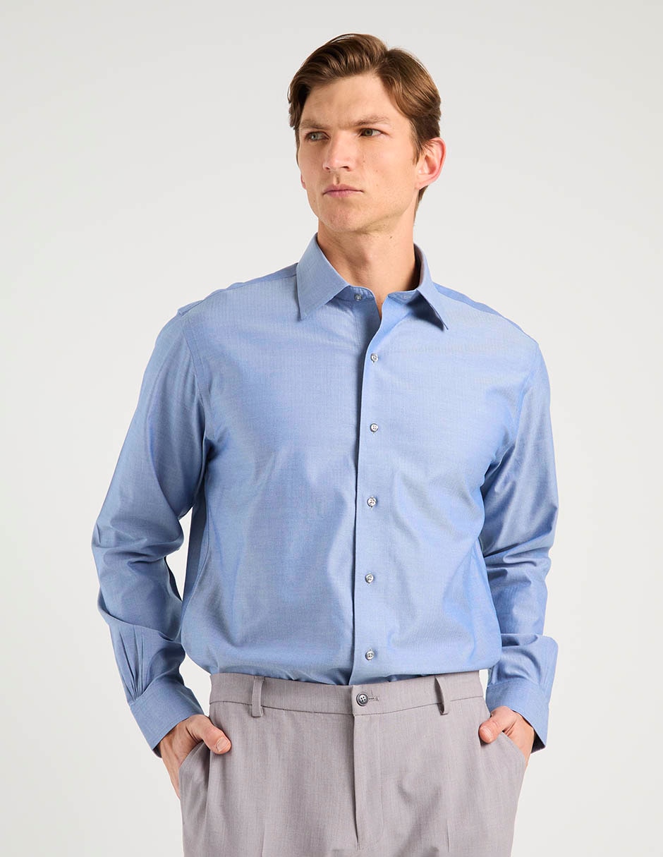 Camisa de vestir de algodón manga larga para hombre