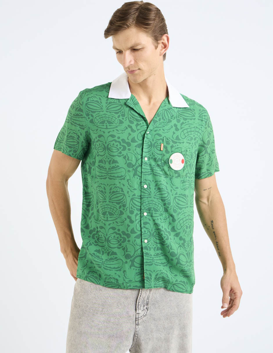 Camisa business casual manga corta para hombre 2