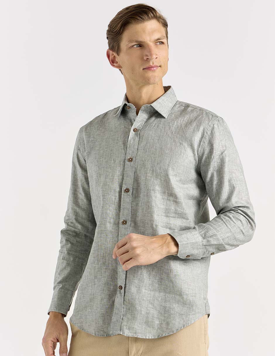 Camisa casual de algodón manga larga para hombre Camisa casual de algodón manga larga para hombre