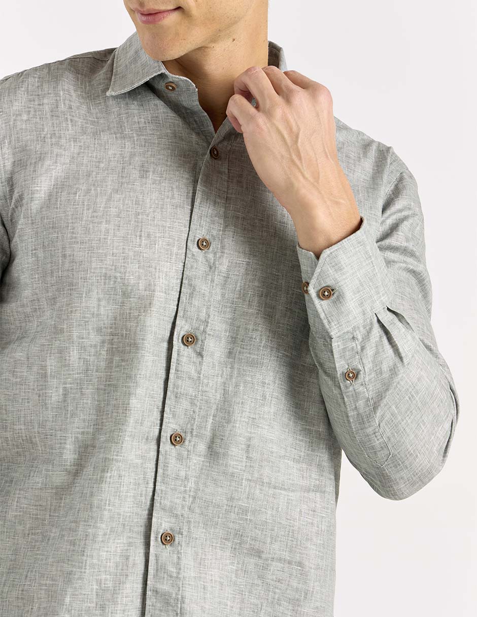 Camisa casual de algodón manga larga para hombre 5