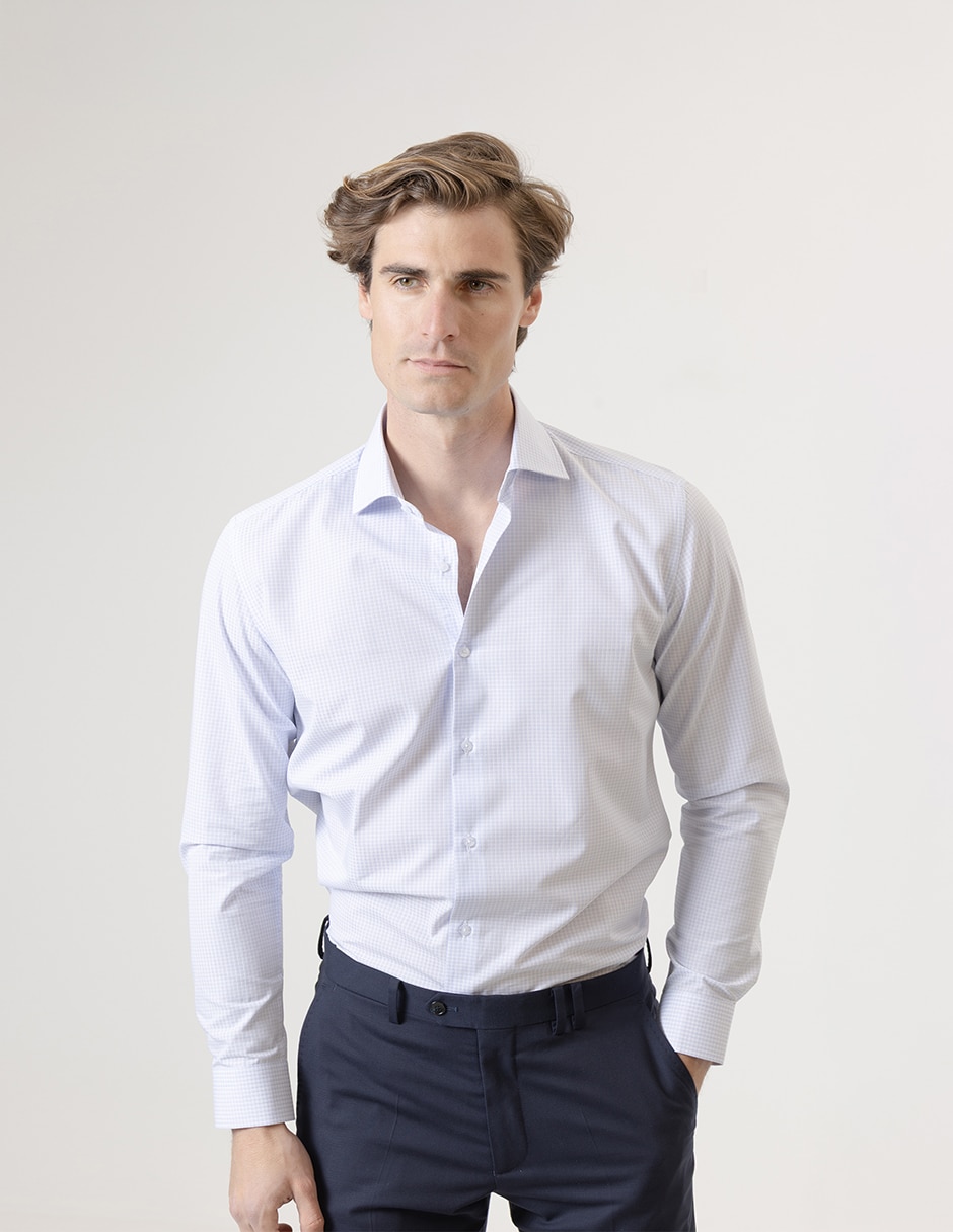 Camisa formal de algodón manga larga para hombre