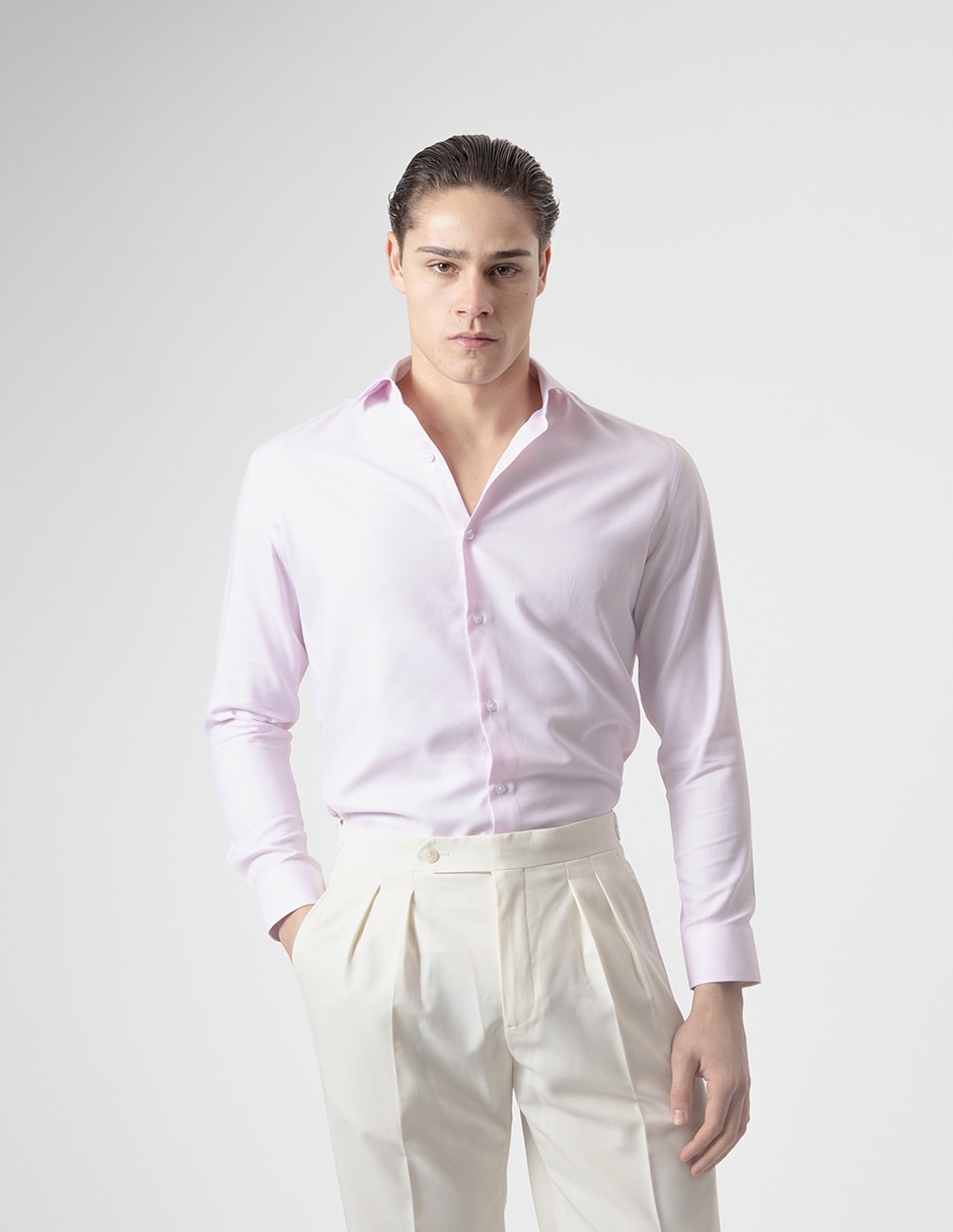 Camisa de vestir de algodón manga larga para hombre