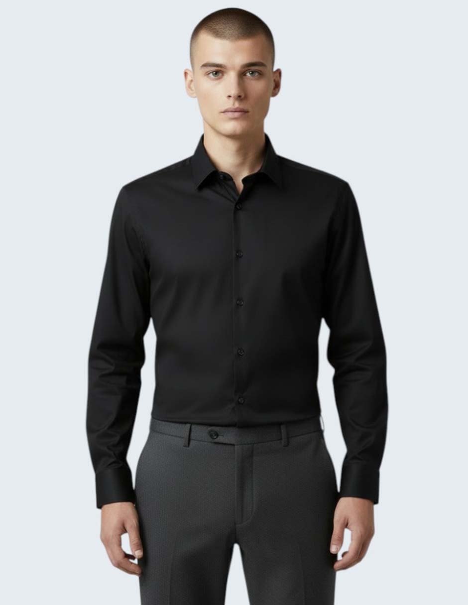 Camisa de vestir de algodón manga larga para hombre Camisa de vestir de algodón manga larga para hombre
