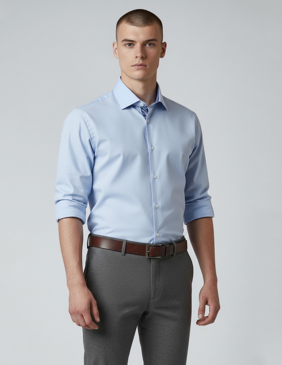 Camisa de vestir de algodón manga larga para hombre