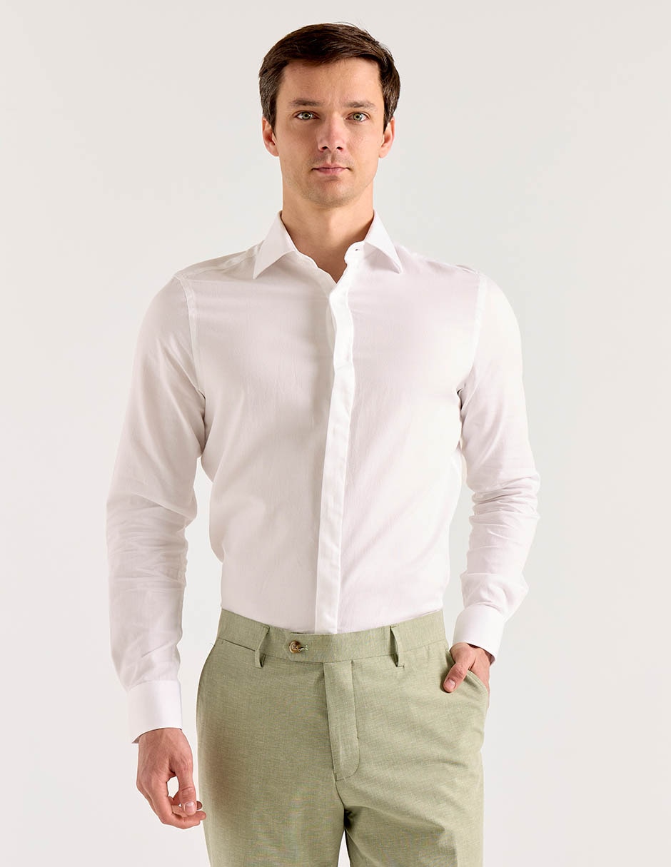Camisa de vestir de algodón manga larga para hombre