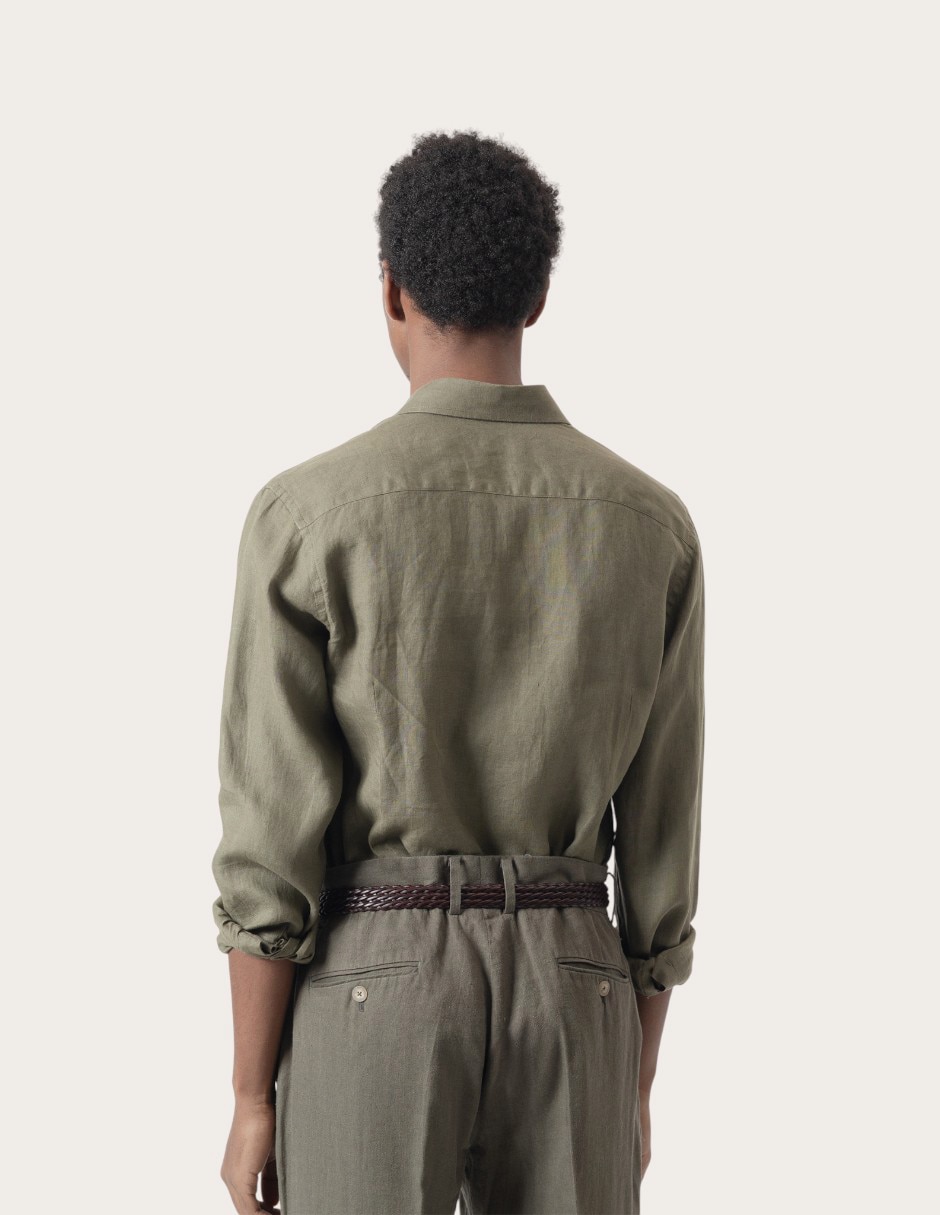 Camisa casual de lino manga larga para hombre 4