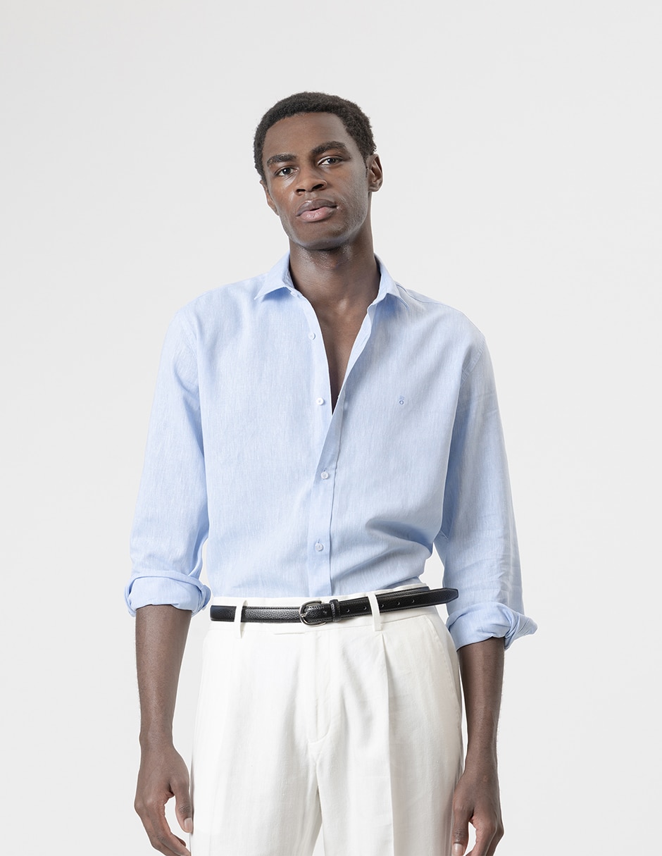 Camisa casual de lino manga larga para hombre Camisa casual de lino manga larga para hombre