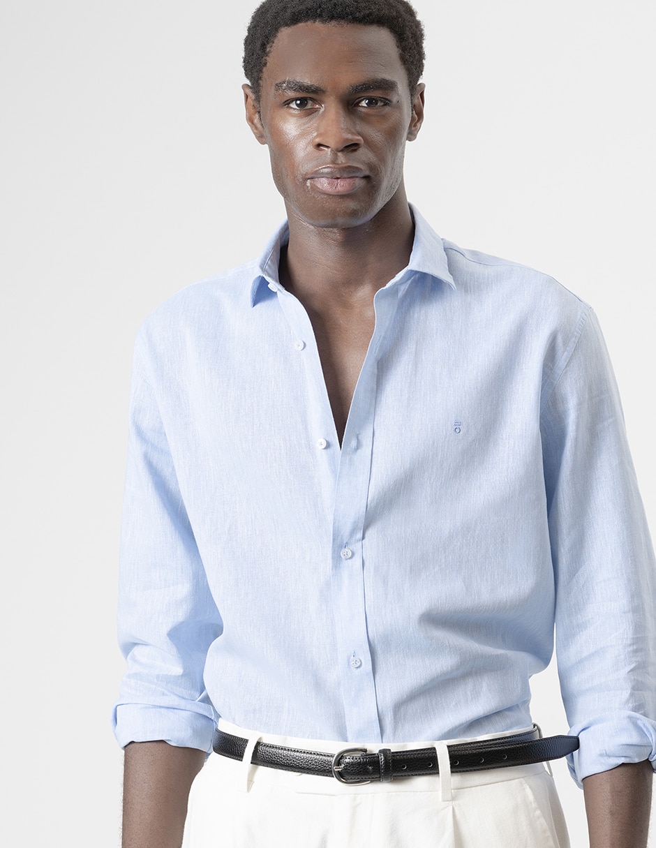 Camisa casual de lino manga larga para hombre 3