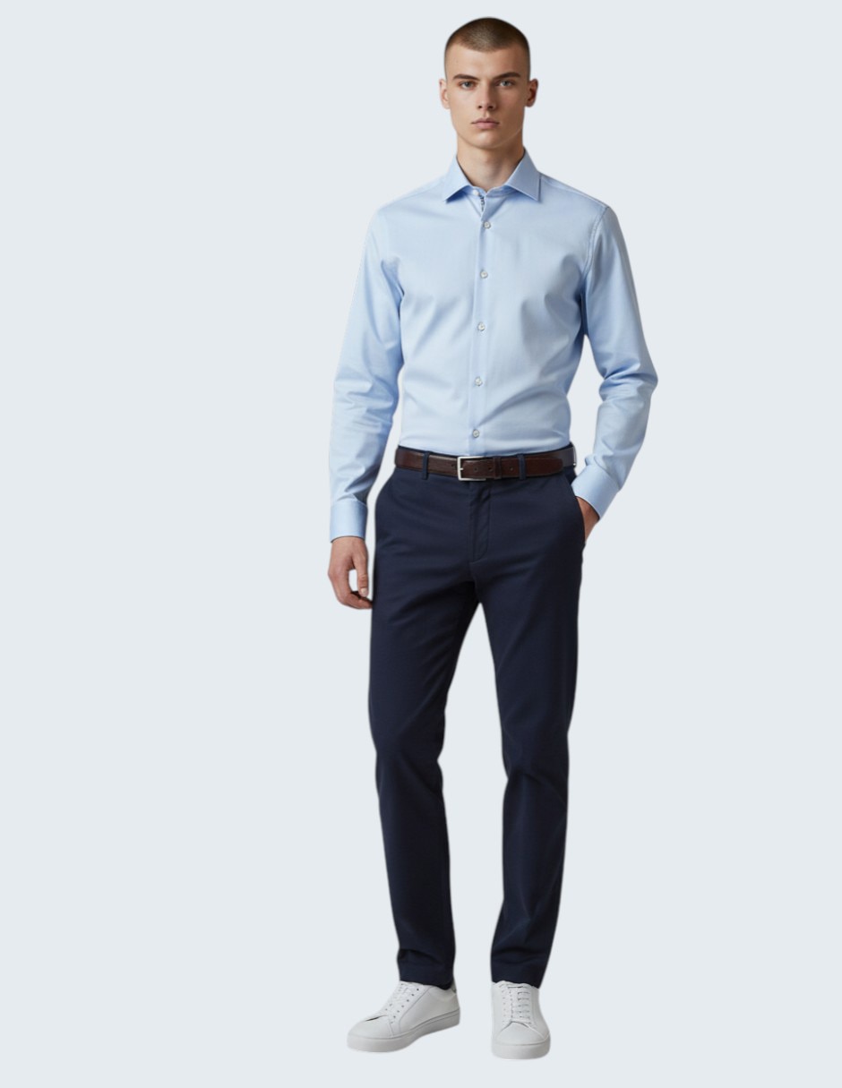 Camisa de vestir de algodón manga larga para hombre 4