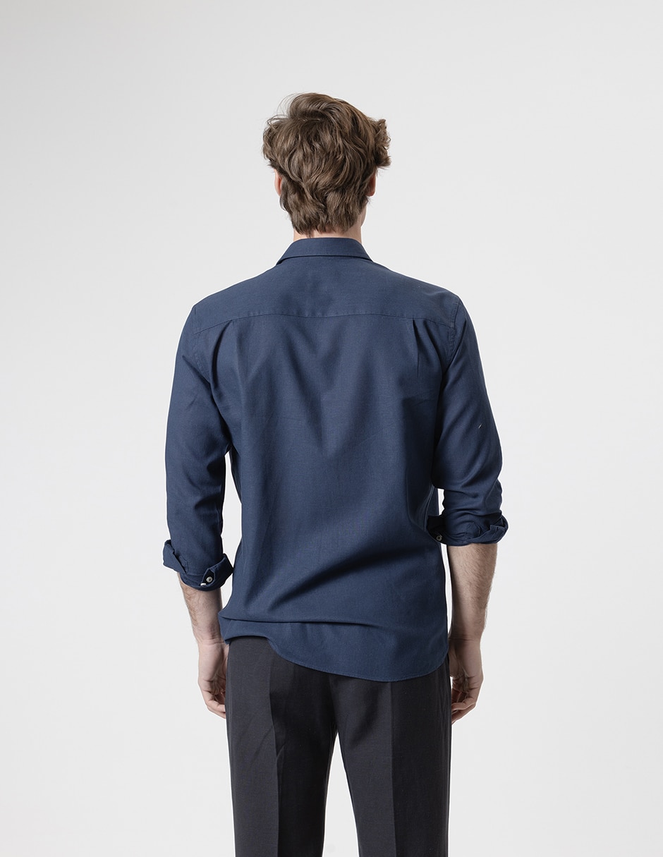 Camisa casual de lino manga larga para hombre 4