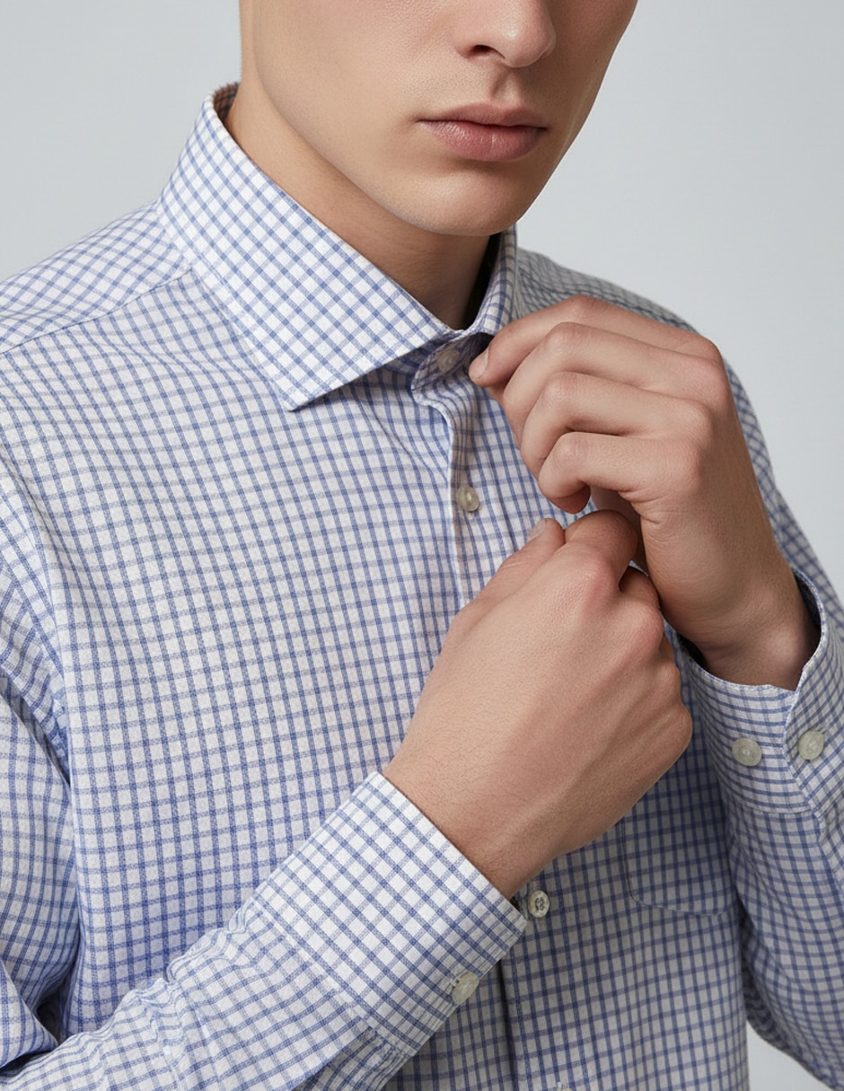 Camisa de vestir de algod—n manga larga para hombre 9
