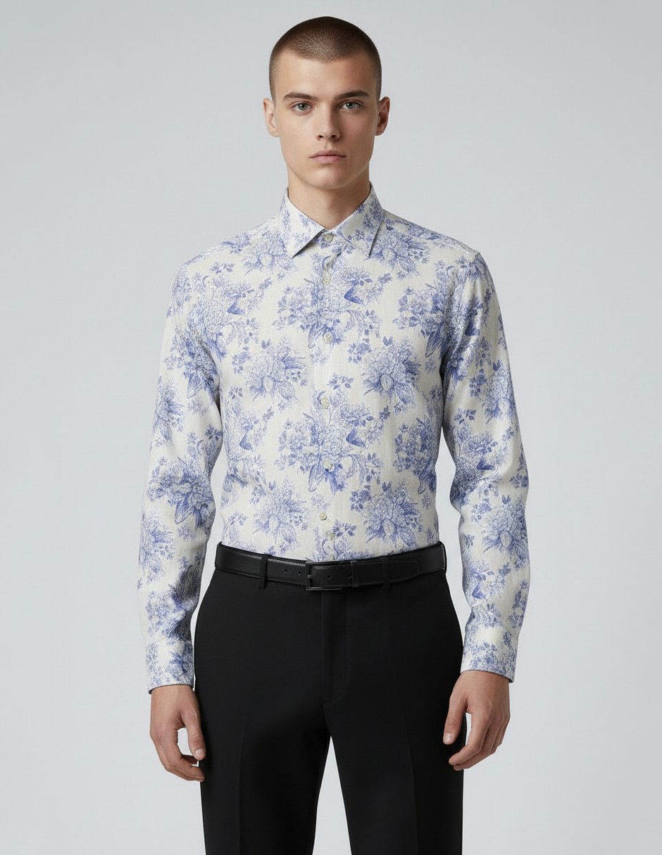 Camisa de vestir de algodón manga larga para hombre